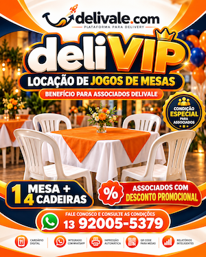 Benefício DeliVip: locação de conjunto com uma mesa e quatro cadeiras